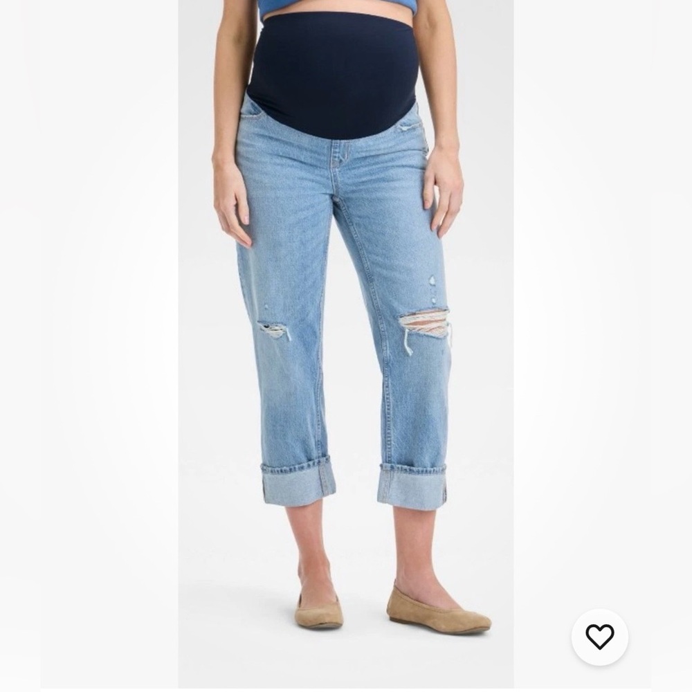 Isabel Maternity Women's Distressed Over Belly Cropped Jeans Size 4